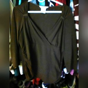 Women's Cris Cross stretch top, Size XL, Brown.